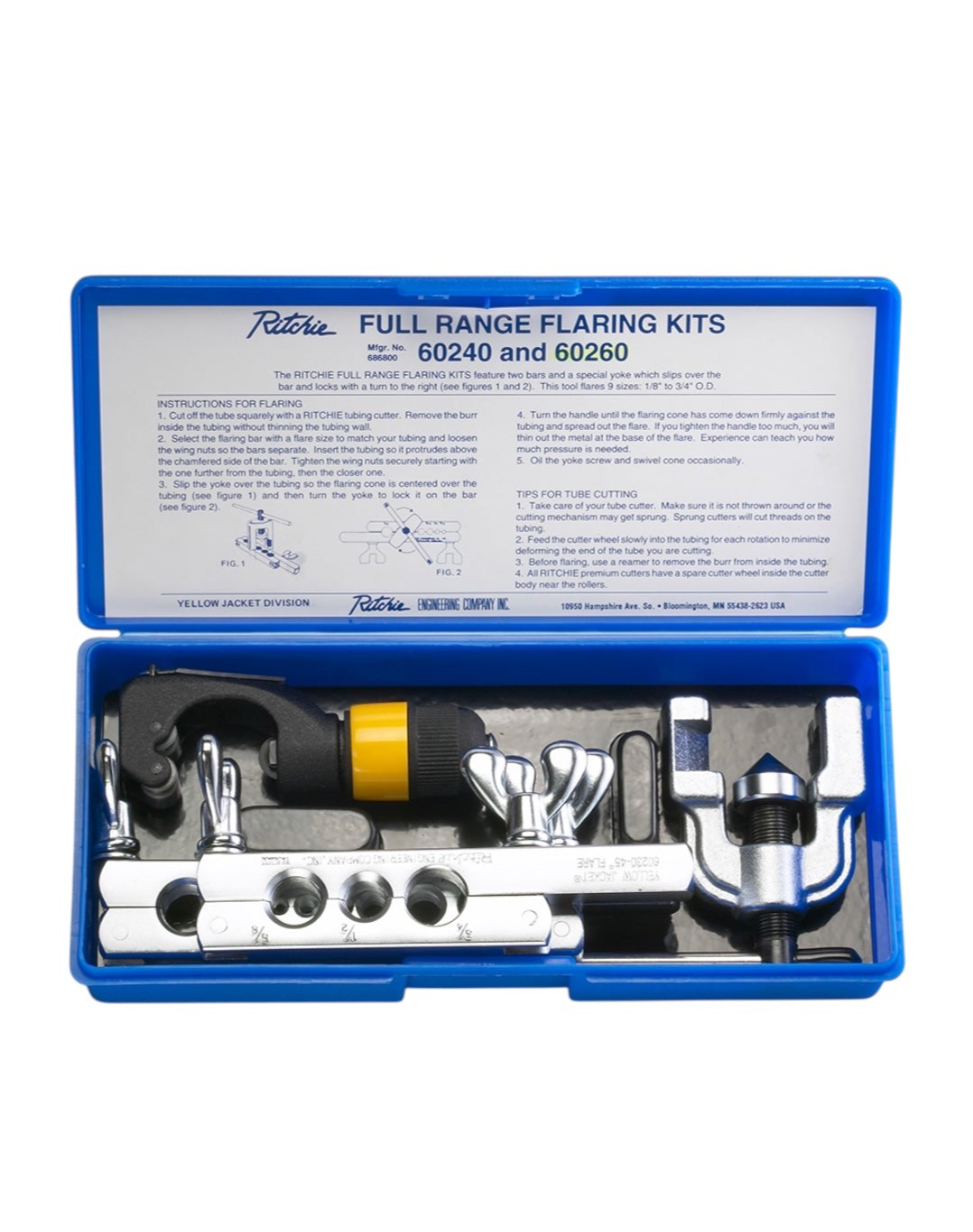 JUEGO DE FLARE 1/8” A 3/4” CON CORTATUBO YELLOW JACKET 60260