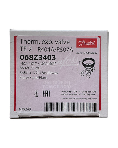 Válvula Expansión Termostática DANFOSS 068Z3403 TE2 R404A/R507A