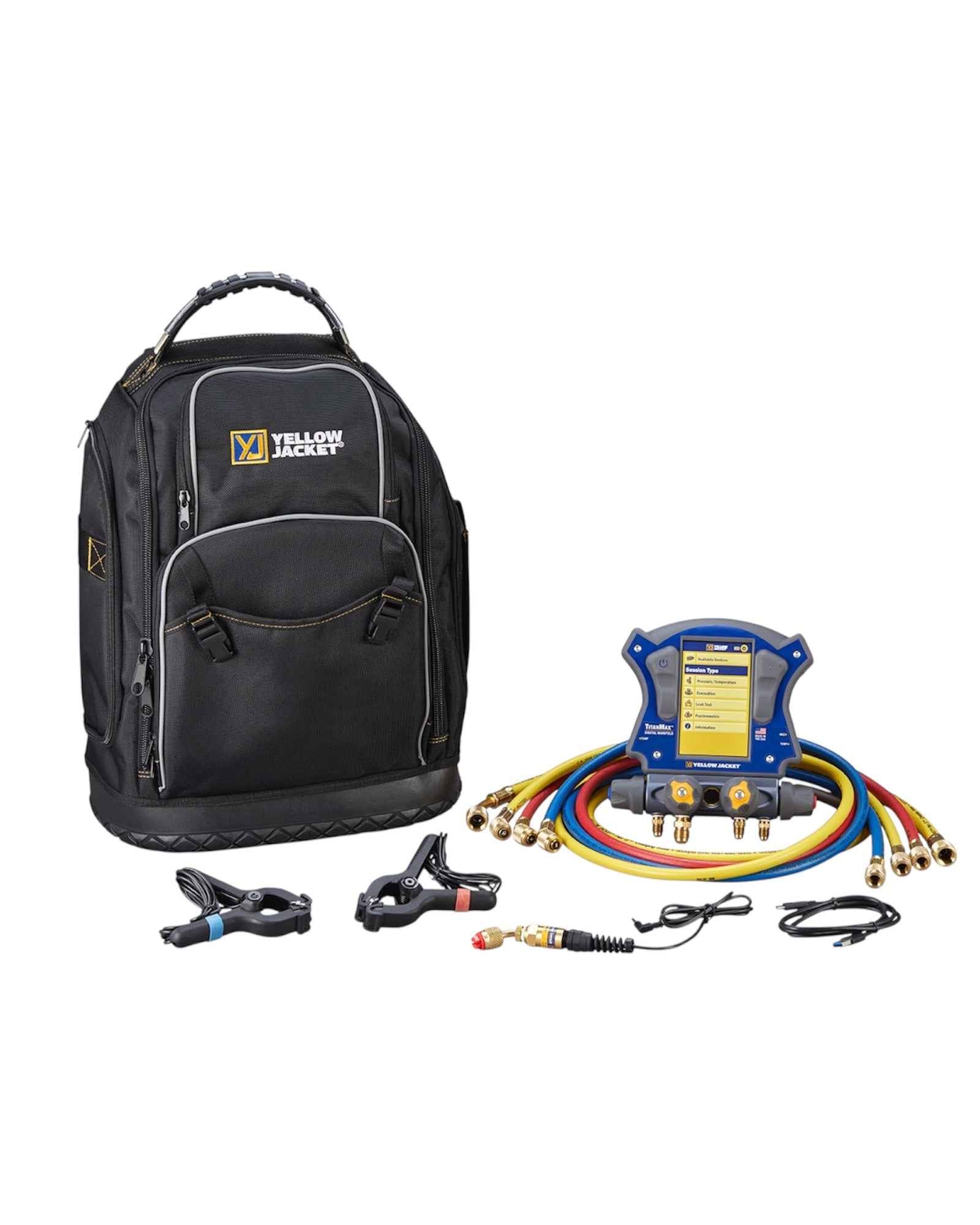 JUEGO DE MANIFOLD DIGITAL TITANMAX CON MOCHILA YELLOW JACKET 40880